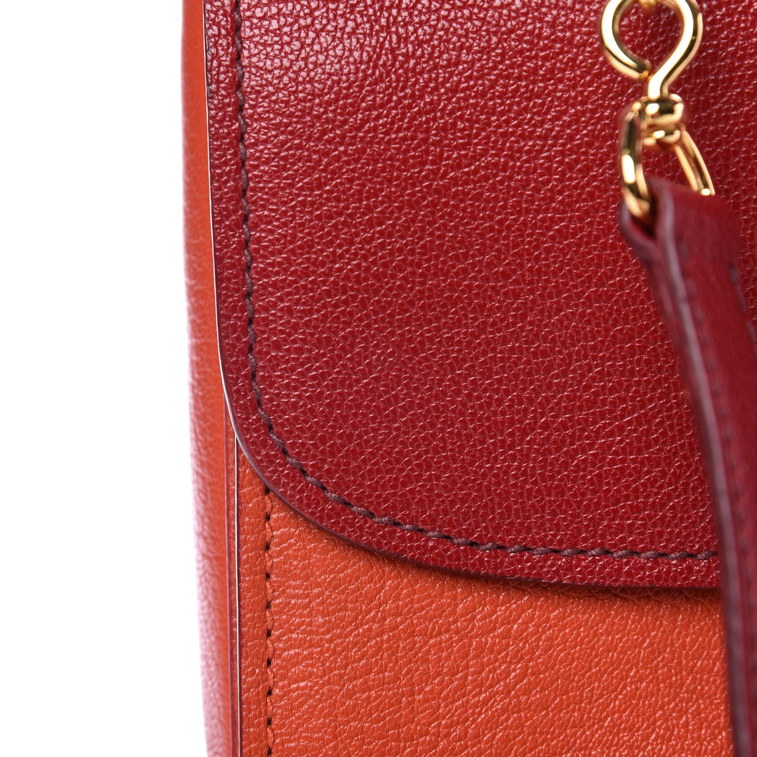 Miu Miu Goatskin Madras Bi-Color Shoulder Bag Mandarino Rubino 12 of 13