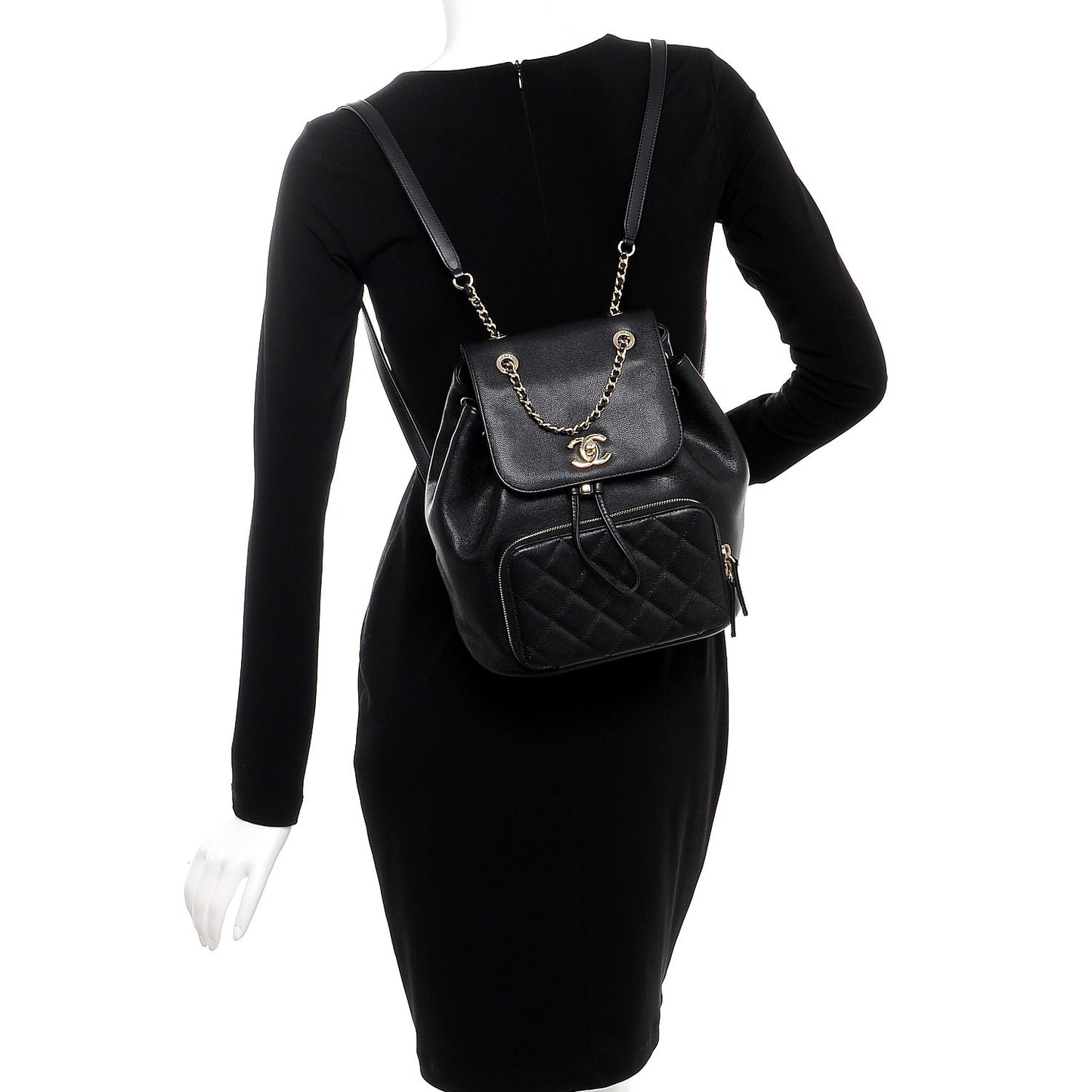 Caviar Quilted Business Affinity Backpack Black