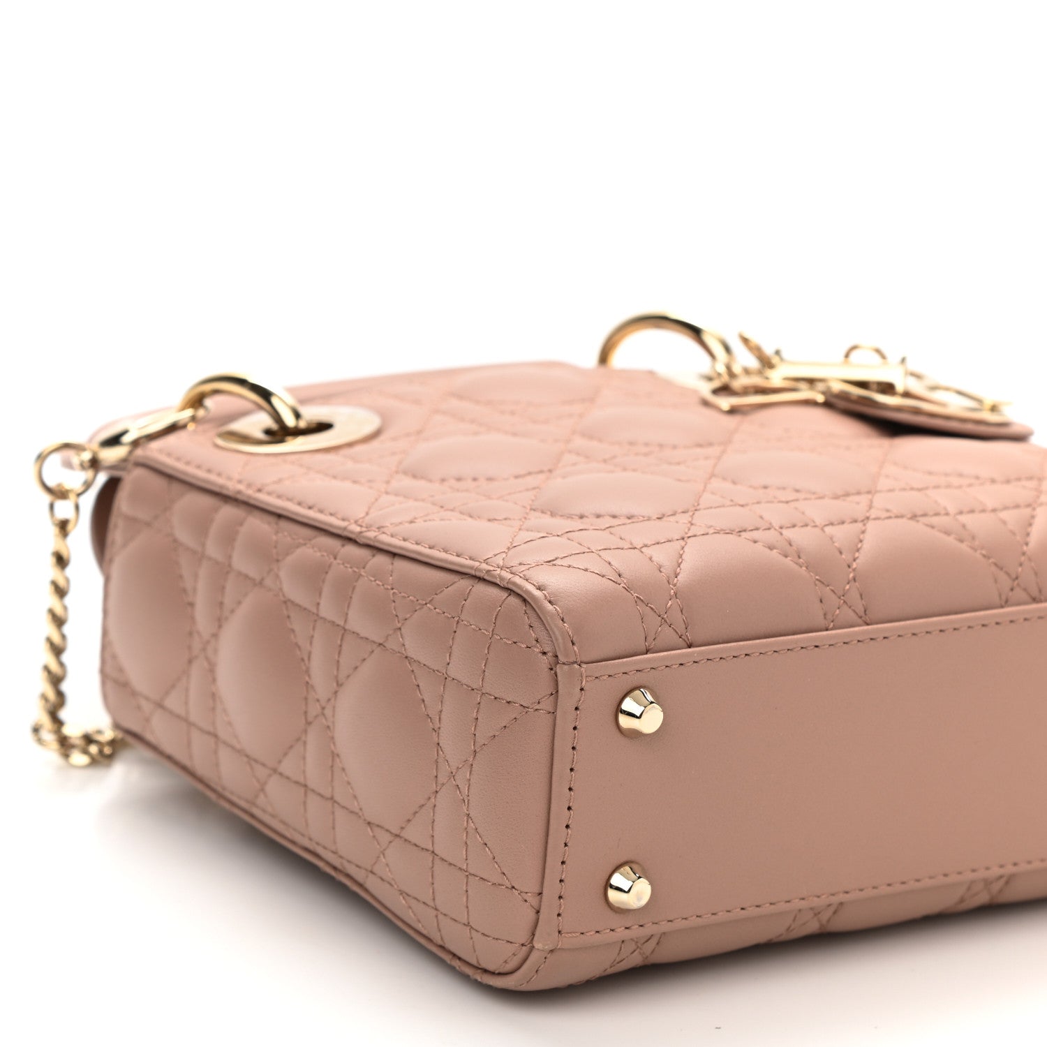 Christian Dior Lambskin Cannage Mini Lady Dior Rose De Vents 9 of 10
