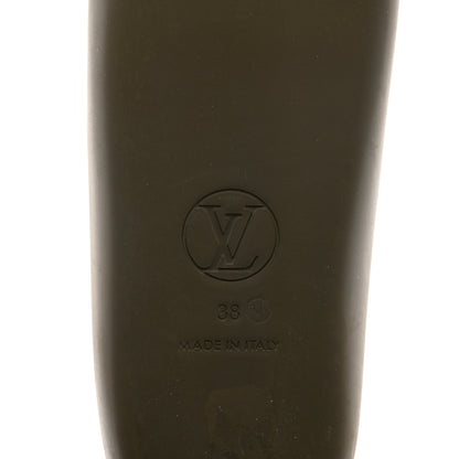 Louis Vuitton Matte Rubber Monogram Embossed Sunbath Slide Sandals 38 Khaki 7 of 9