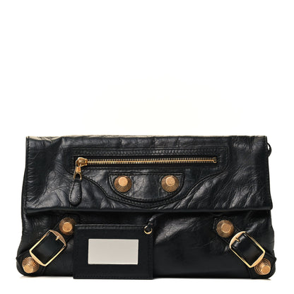 Balenciaga Agneau Giant 21 Gold Hardware Envelope Clutch Black 1 of 4