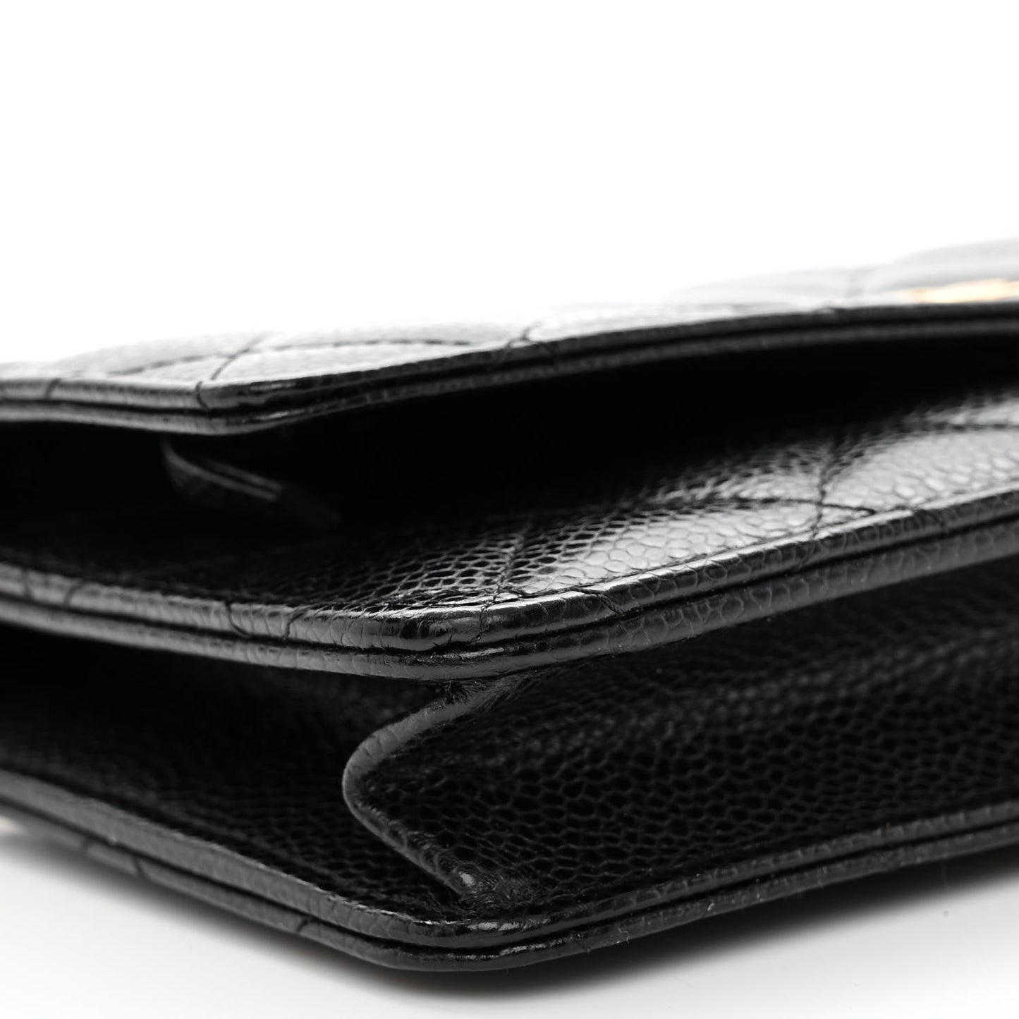 Caviar Quilted Wallet on Chain WOC Black