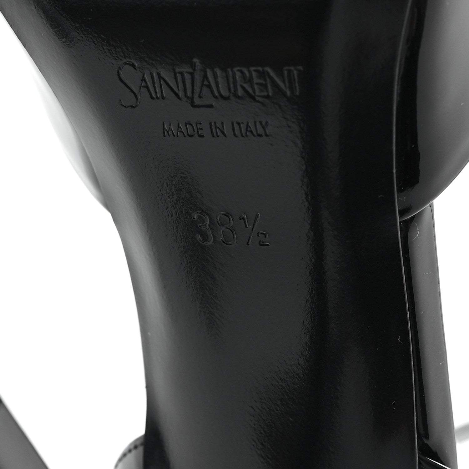 Saint Laurent Patent Calfskin La Scandale 110 Sandals 38.5 Black 7 of 9