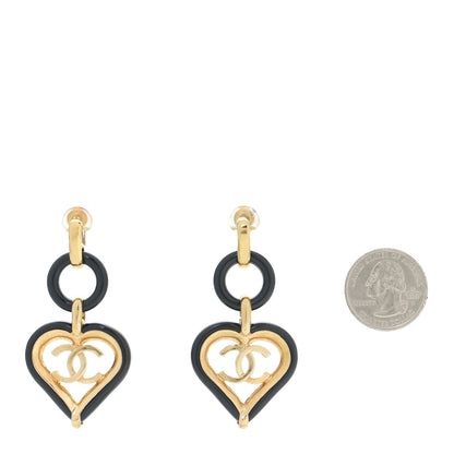 Chanel Heart CC Drop Clip On Earrings Gold 2 of 3