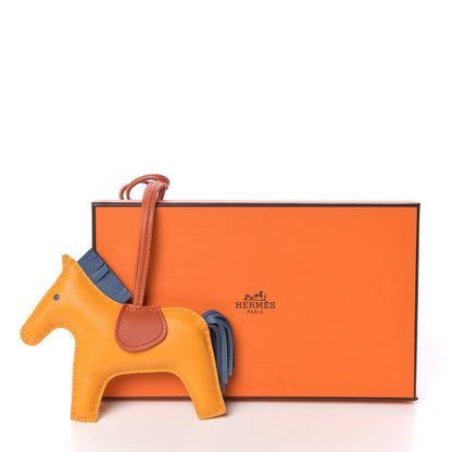 Hermes Milo Lambskin Grigri Rodeo Horse Bag Charm MM Jaune D'Or Bleu Agate Cornaline 4 of 4