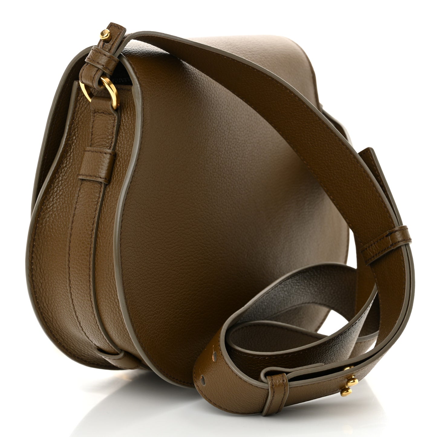 Grained Calfskin Small Marcie Saddle Bag Dark Khaki