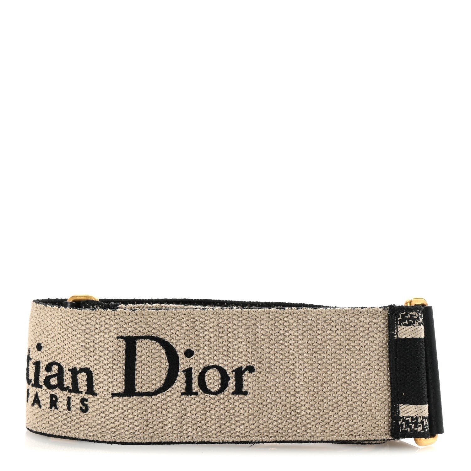 Christian Dior Canvas Embroidered Shoulder Strap Black 2 of 5