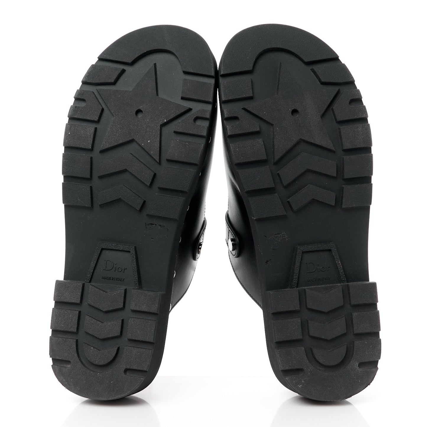 Calfskin Diorquake Buckled Lug Sole 15mm Clogs 41 Black
