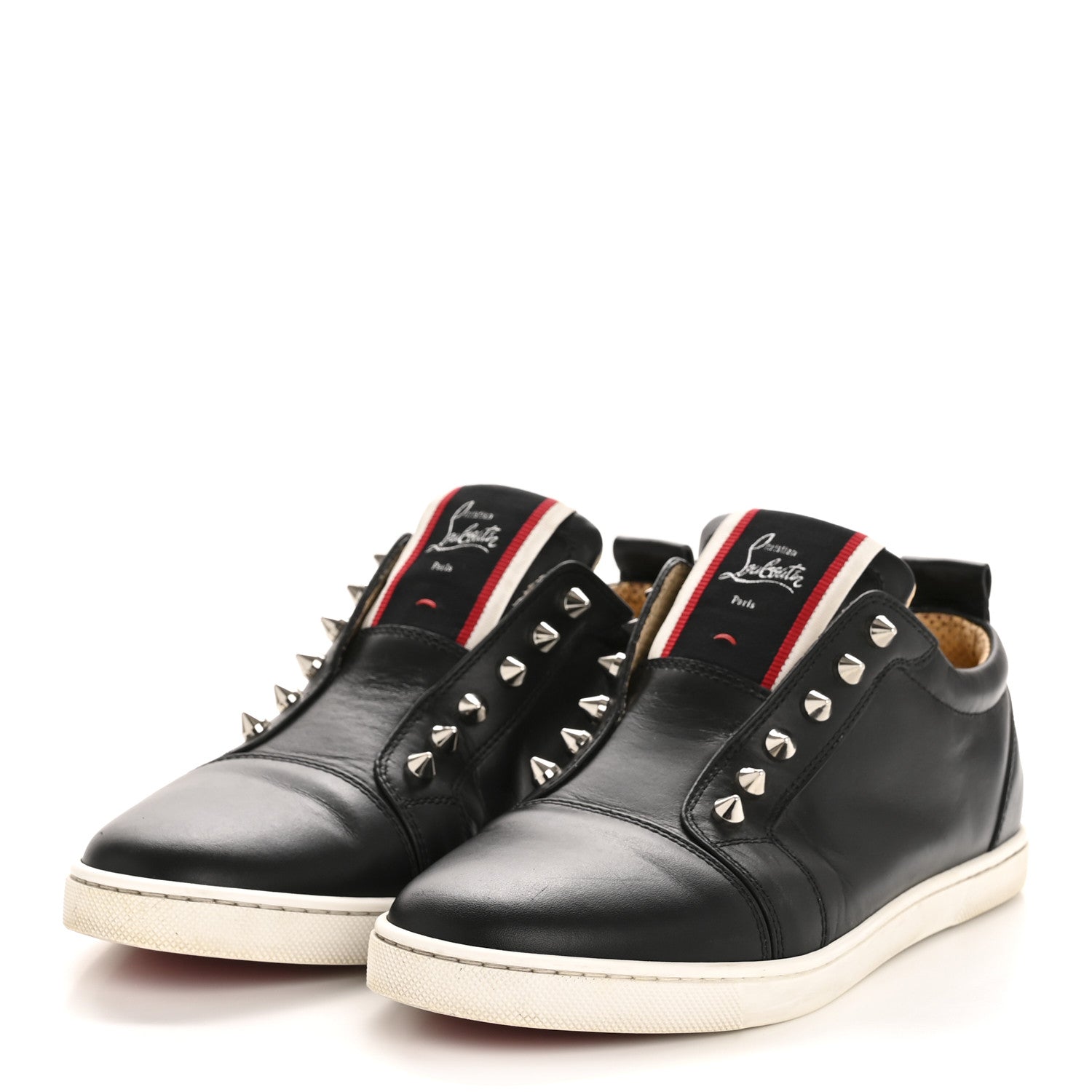Christian Louboutin Calfskin Fique A Vontade Flat Sneakers 38.5 Black 4 of 12