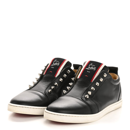 Christian Louboutin Calfskin Fique A Vontade Flat Sneakers 38.5 Black 4 of 12