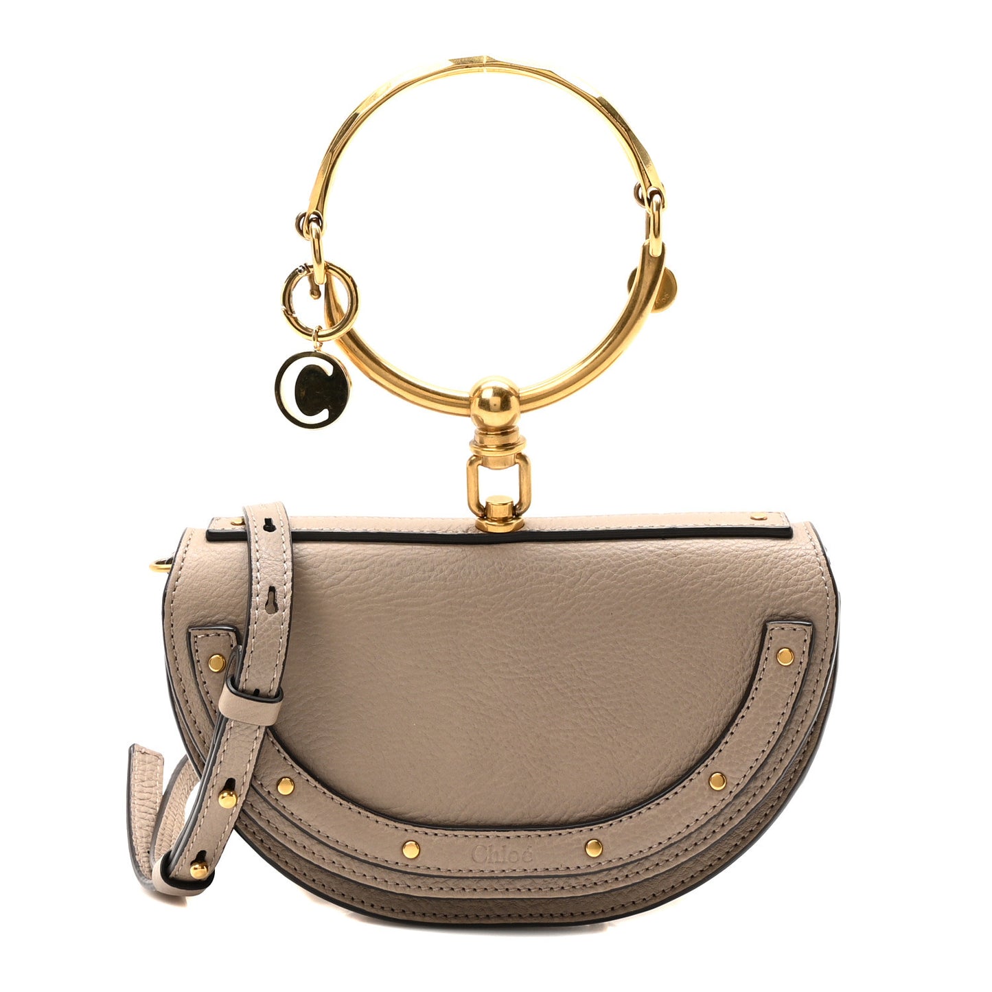 Calfskin Small Nile Bracelet Minaudiere Bag Motty Grey