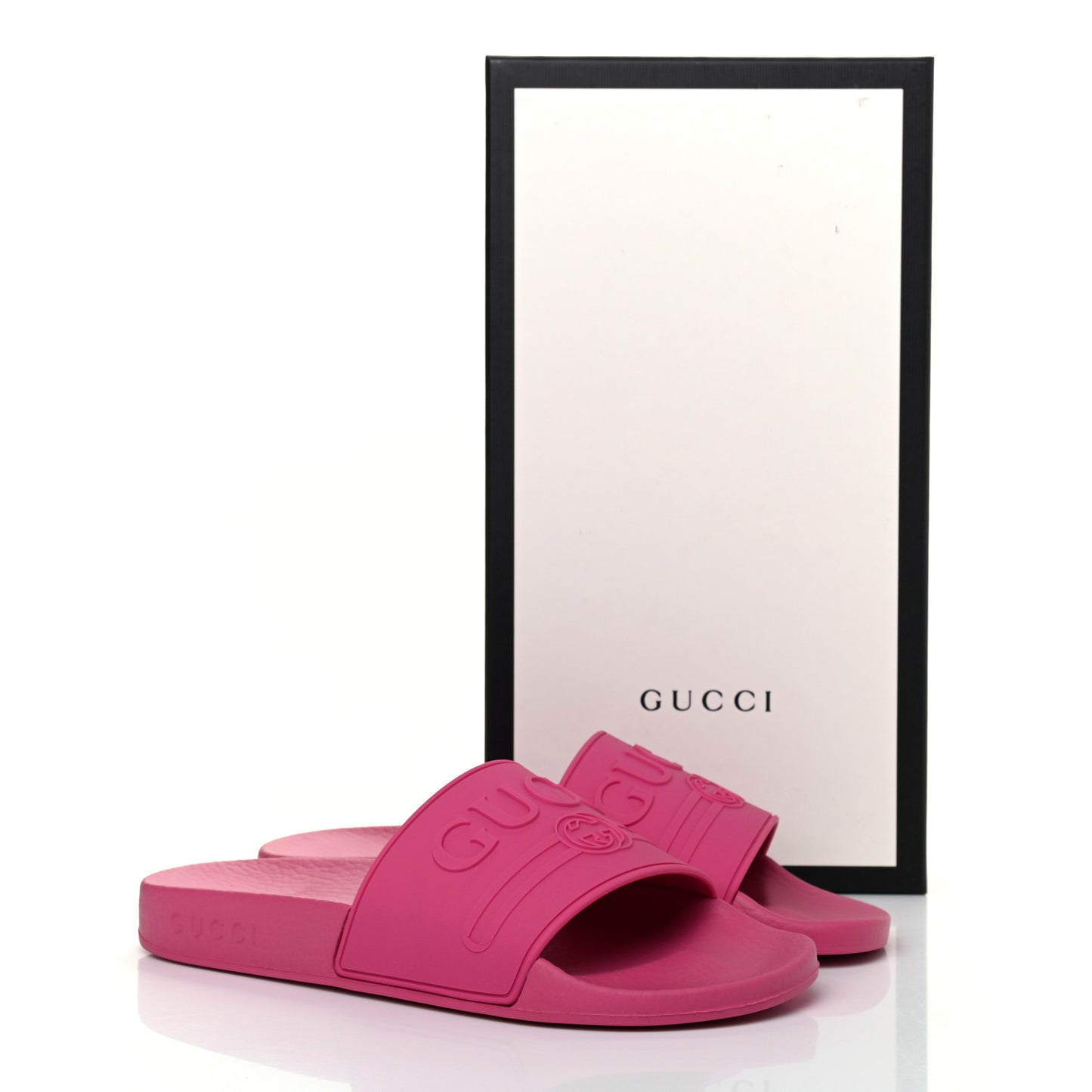 Rubber Womens Logo Slide Sandals 36 Fuchsia