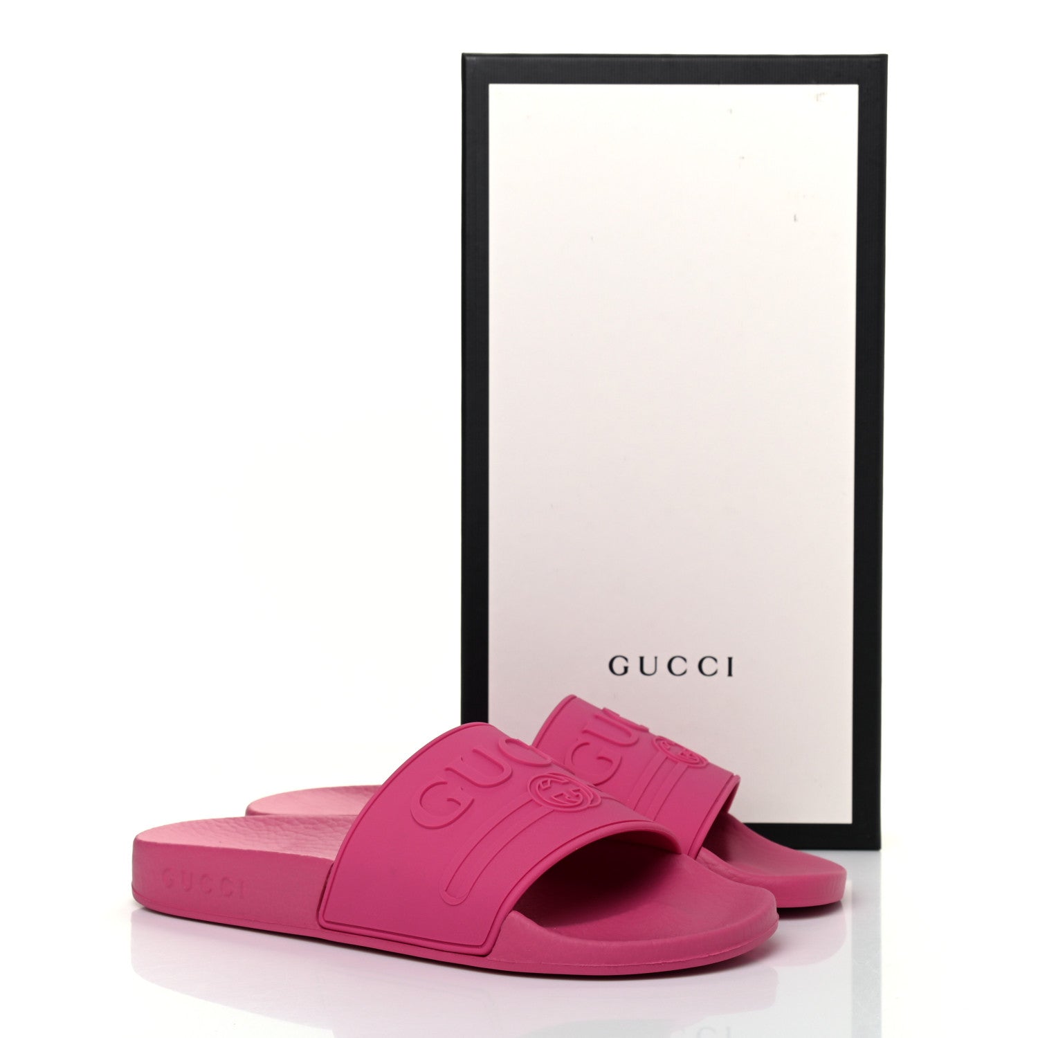 Gucci Rubber Womens Logo Slide Sandals 36 Fuchsia 8 of 8