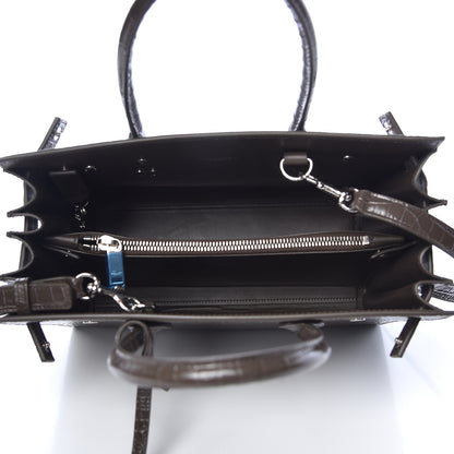 Saint Laurent Calfskin Crocodile Embossed Baby Sac De Jour Dark Brown 5 of 9