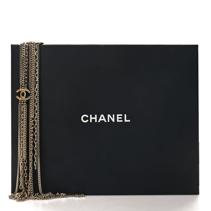 Chanel Baguette Crystal Gripoix Poured Glass CC Multi Strand Chain Necklace Light Gold 5 of 5