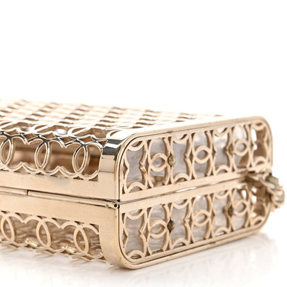 Chanel Metal CC Moucharabieh Minaudiere Crossbody Gold 9 of 9