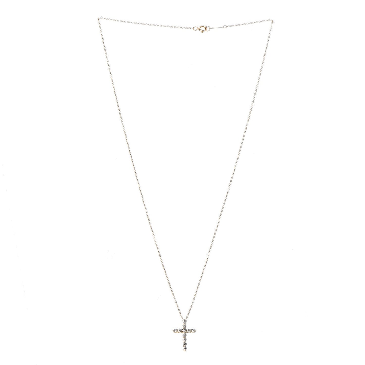 18K Yellow Gold Diamond Small Cross Pendant Necklace