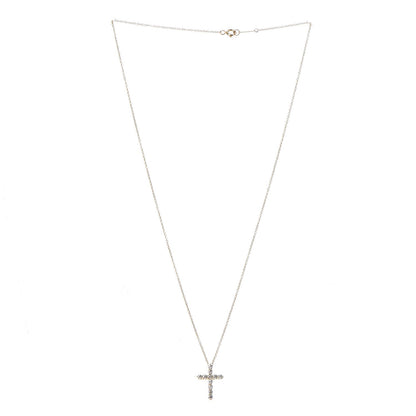 Tiffany 18K Yellow Gold Diamond Small Cross Pendant Necklace 1 of 8
