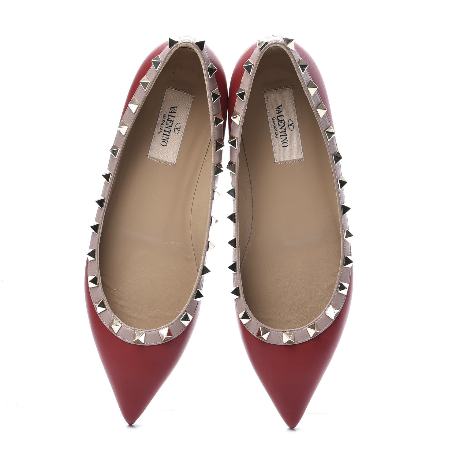 Valentino Garavani Nappa Rockstud Ballerina Flats 38 Red Poudre 5 of 9