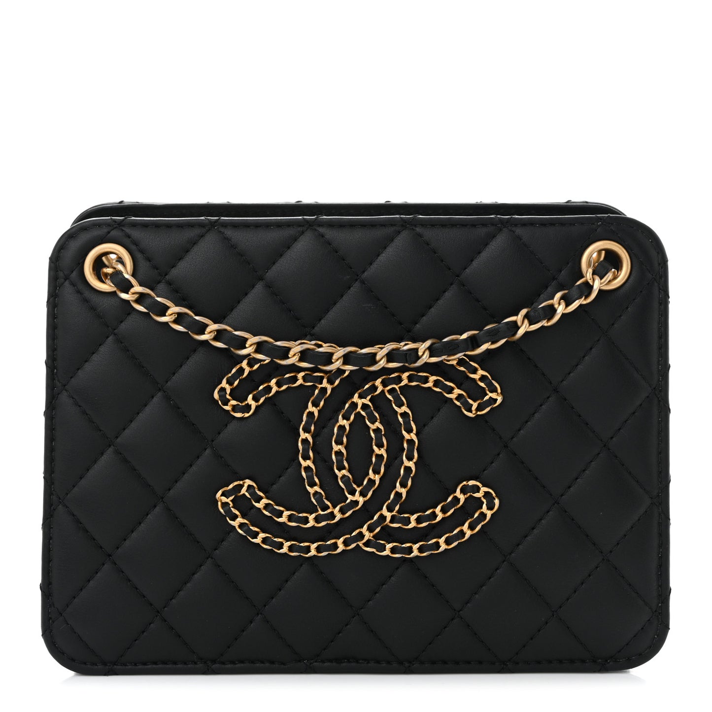Calfskin Quilted CC Small Once Upon A Time Tote Black