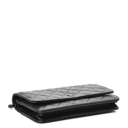 Chanel Crumpled Calfskin Quilted Wallet On Chain WOC So Black 4 of 8