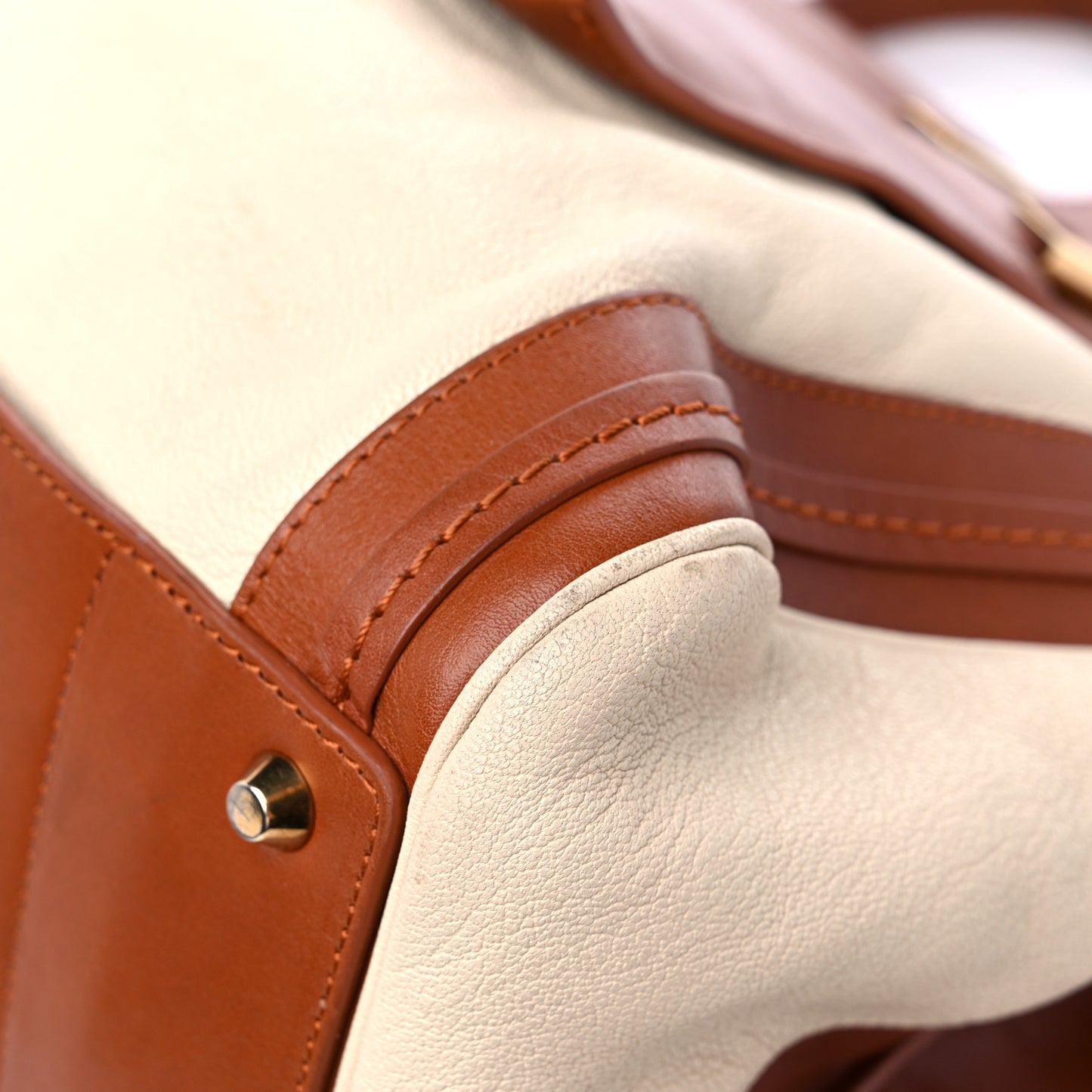 Calfskin Large Alice Satchel Husky White Tan