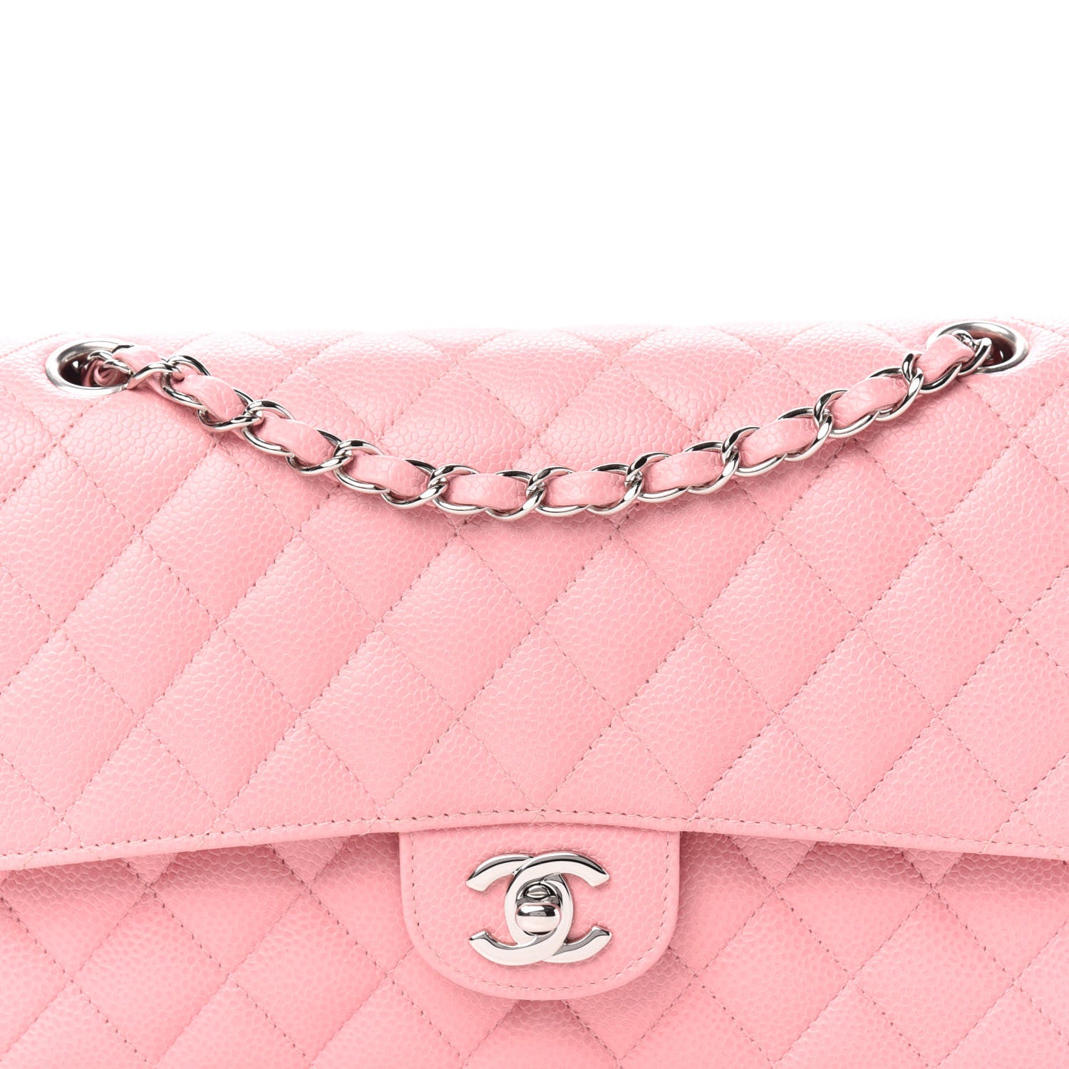 Chanel Caviar Quilted Medium Double Flap Pink 10 of 11
