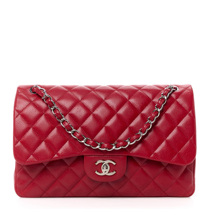Chanel Caviar Quilted Jumbo Double Flap Red 1 of 15