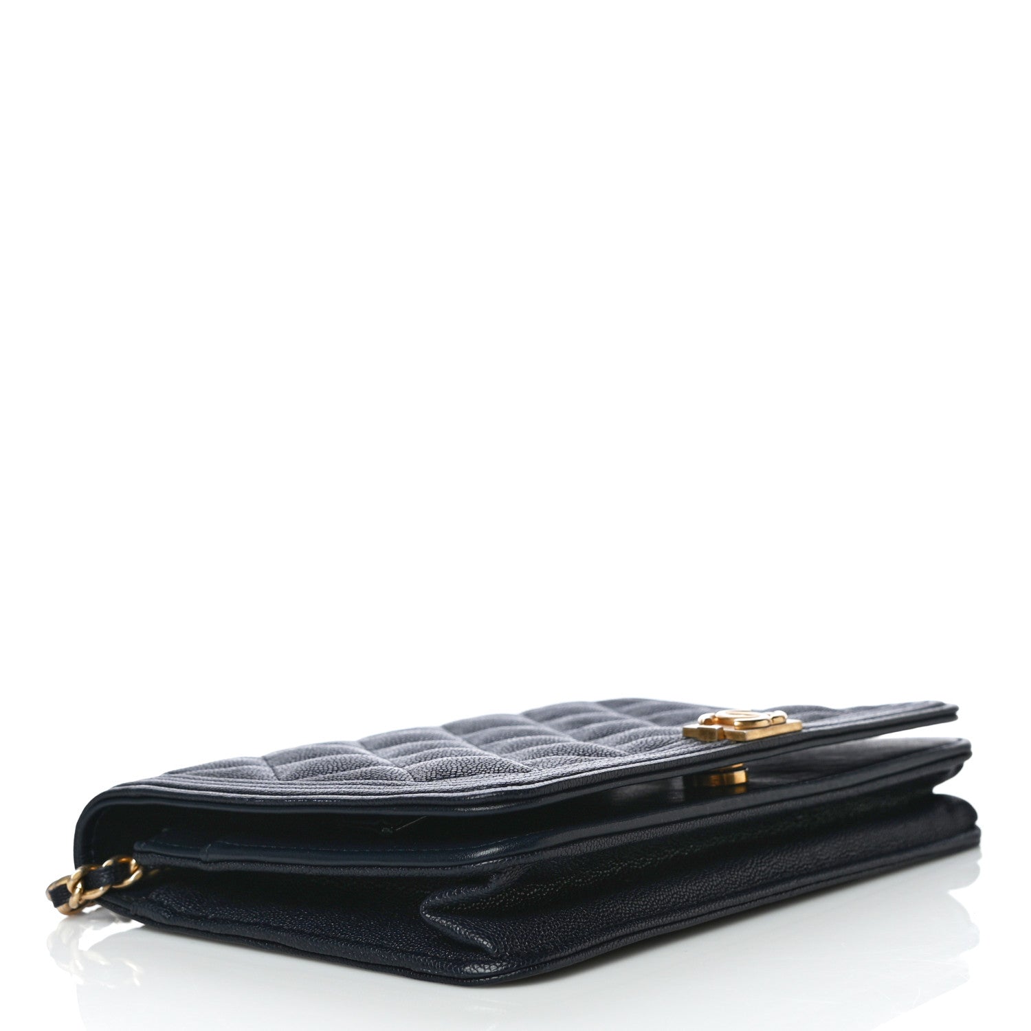 Chanel Caviar Quilted Boy Wallet On Chain WOC Navy 3 of 18