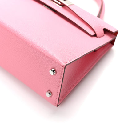 Hermes Chevre Mysore Verso Mini Kelly Sellier 20 Rose Confetti Sanguine 12 of 13