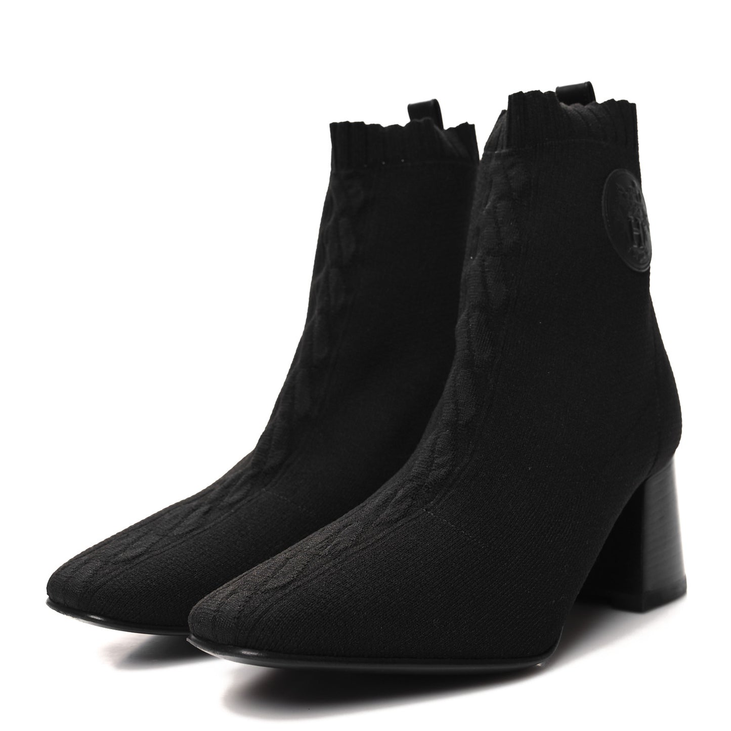 Knit Calfskin Volver 60 Ankle Boots 37.5 Black