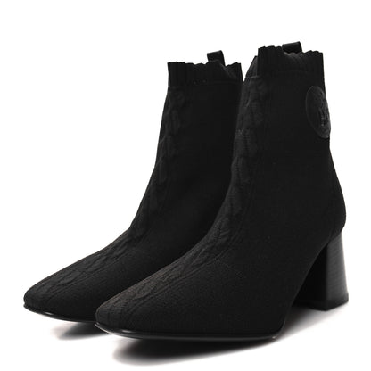 Hermes Knit Calfskin Volver 60 Ankle Boots 37.5 Black 3 of 7