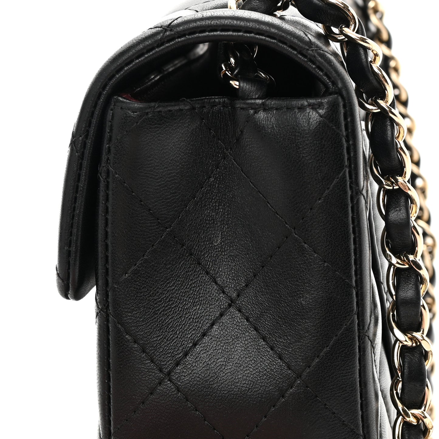 Lambskin Quilted Mini Rectangular Flap Black