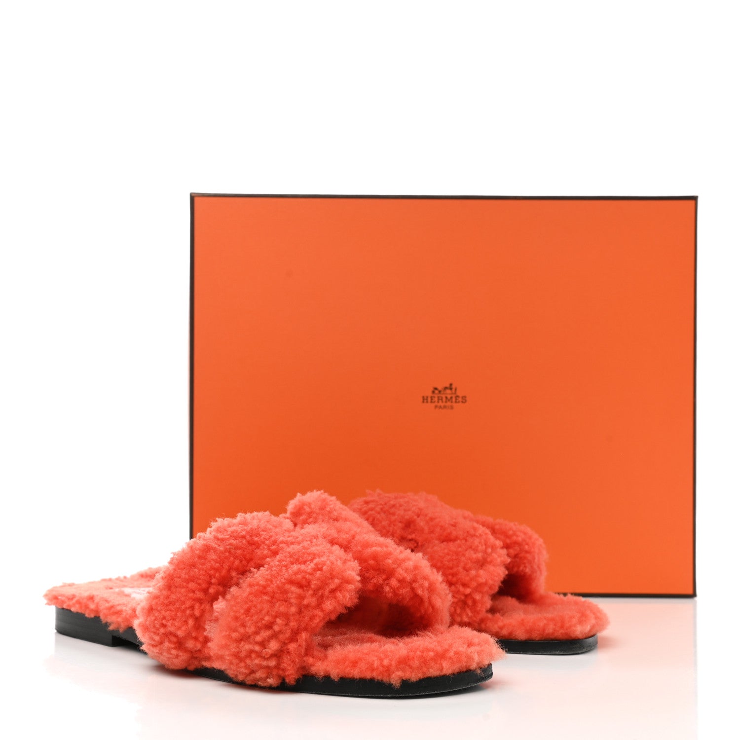 Hermes Woolskin Oran Sandals 38 Orange 8 of 8