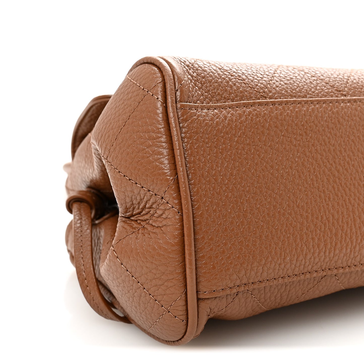 Grained Calfskin Stitched Urban Essentials Small Shopping Bag Camel