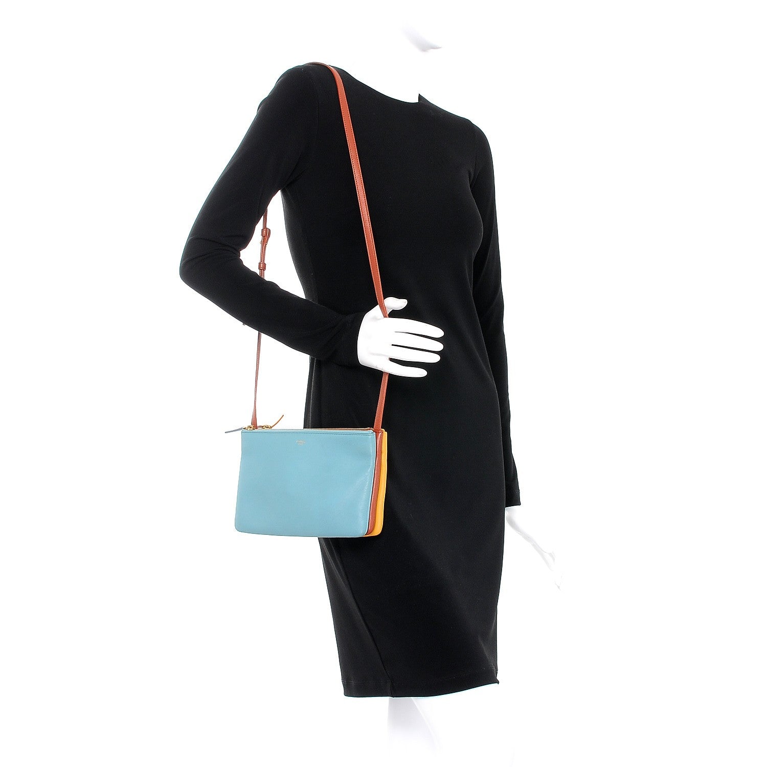 Celine Lambskin Small Multicolor Trio Crossbody Bag Antarctic 2 of 11
