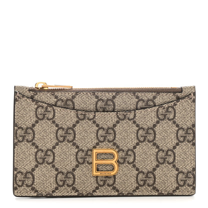 Gucci X BALENCIAGA GG Supreme Monogram Zip Card Case Beige Ebony 1 of 6