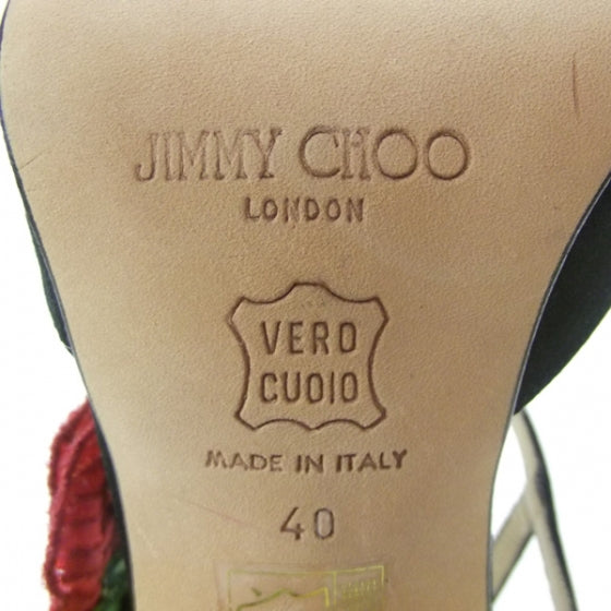 Jimmy Choo Satin Flower Heels 40 Black 5 of 7