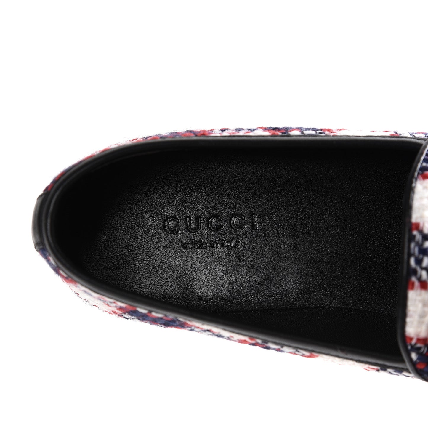 Vintage Tweed Check Horsebit Womens Jordaan Loafers 35.5 White Hibiscus Red Marine