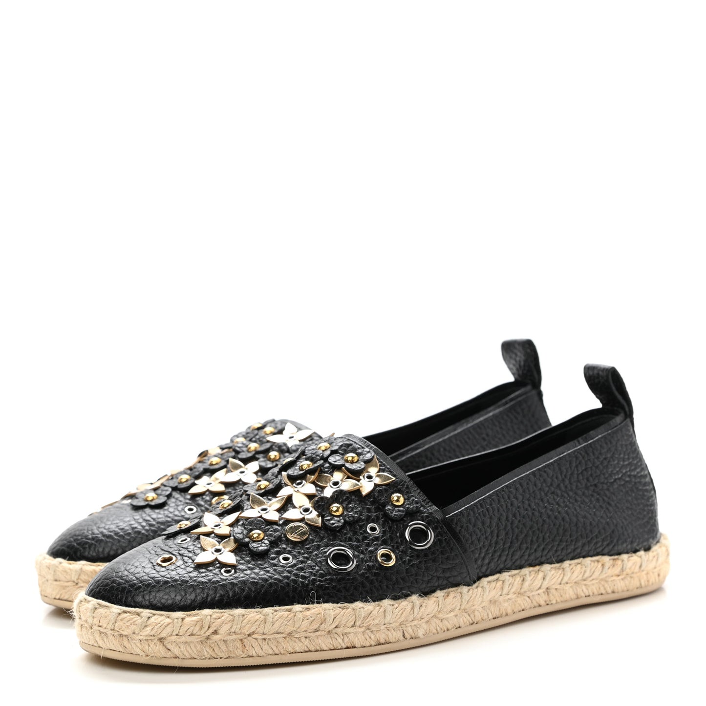 Calfskin Tropical Bloom Espadrille Flat 37.5 Black