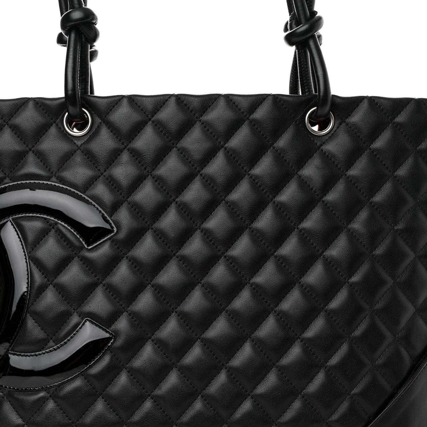 Calfskin Quilted Large Cambon Tote Black