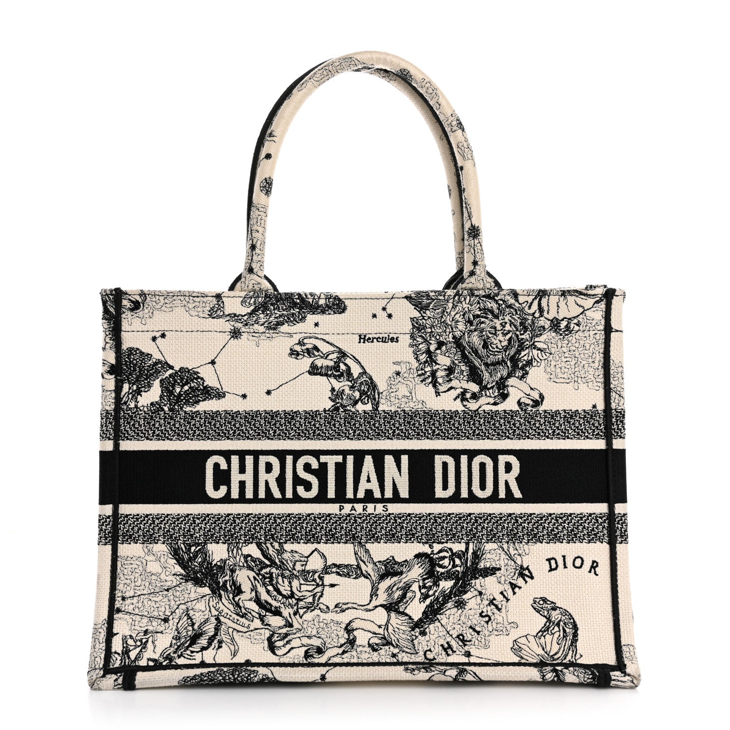 Christian Dior Canvas Zodiac Toile De Jouy Embroidered Medium Book Tote Latte 1 of 12