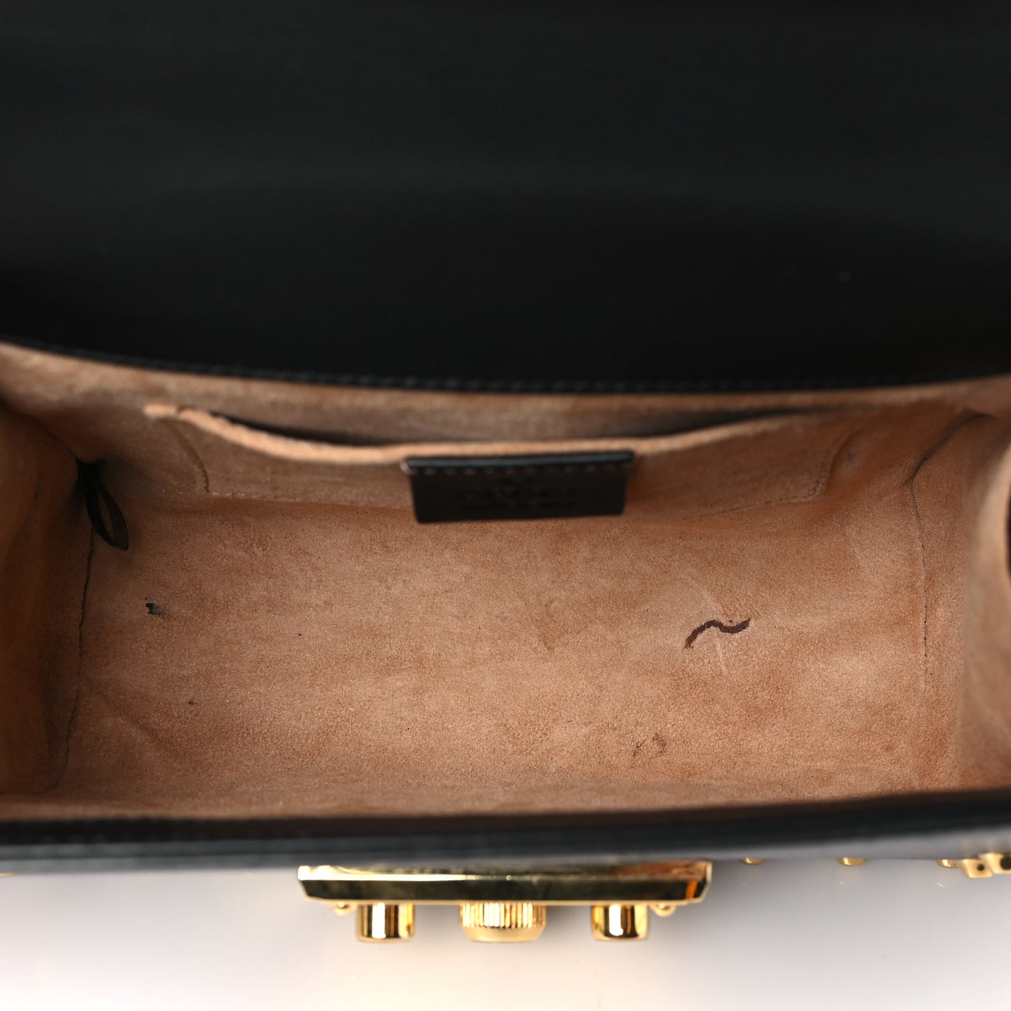 Calfskin Studded Small Padlock Shoulder Bag Black