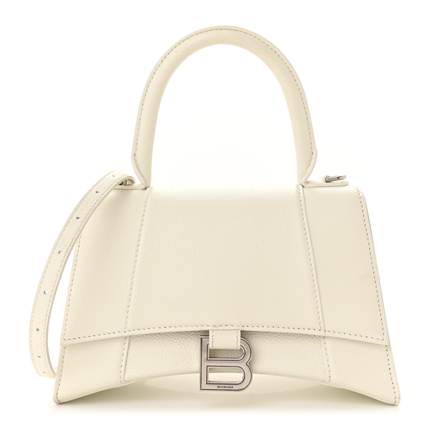 Balenciaga Grained Calfskin Small Hourglass Top Handle Bag White 1 of 16