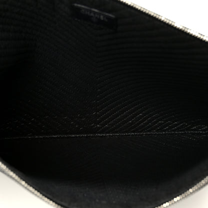 Chanel Lambskin Chevron Large Boy Zip Pouch Black 5 of 8
