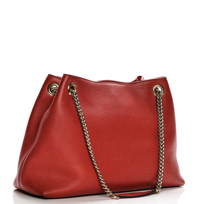 Gucci Pebbled Calfskin Medium Soho Chain Shoulder Bag Tabasco Red 3 of 10