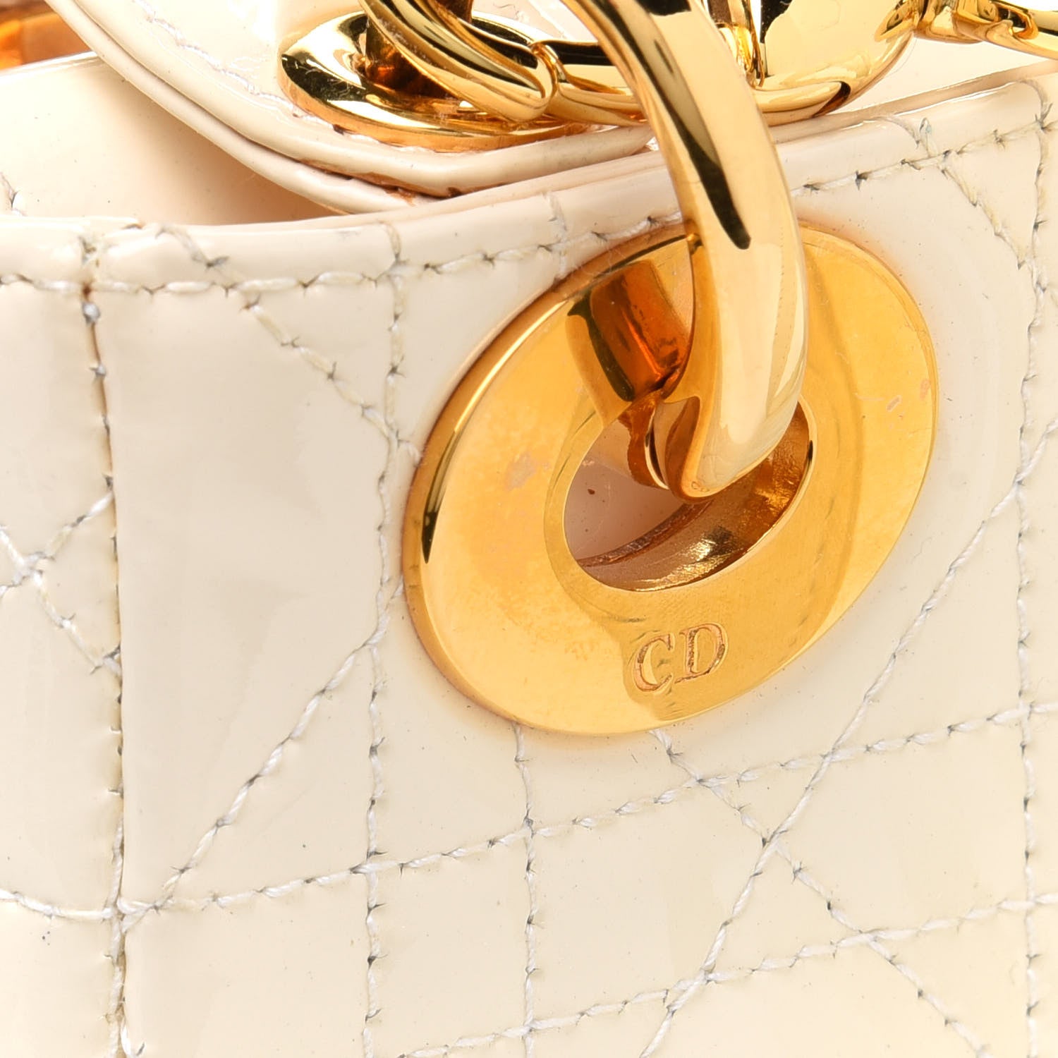 Christian Dior Patent Cannage Mini Lady Dior Ivory 14 of 15