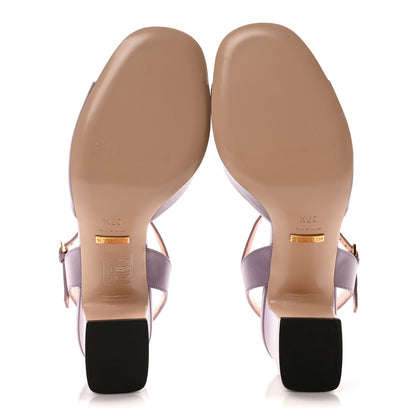 Gucci Malaga Kid Horsebit Lady 75mm Sandals 37.5 Pale Lavander 6 of 9