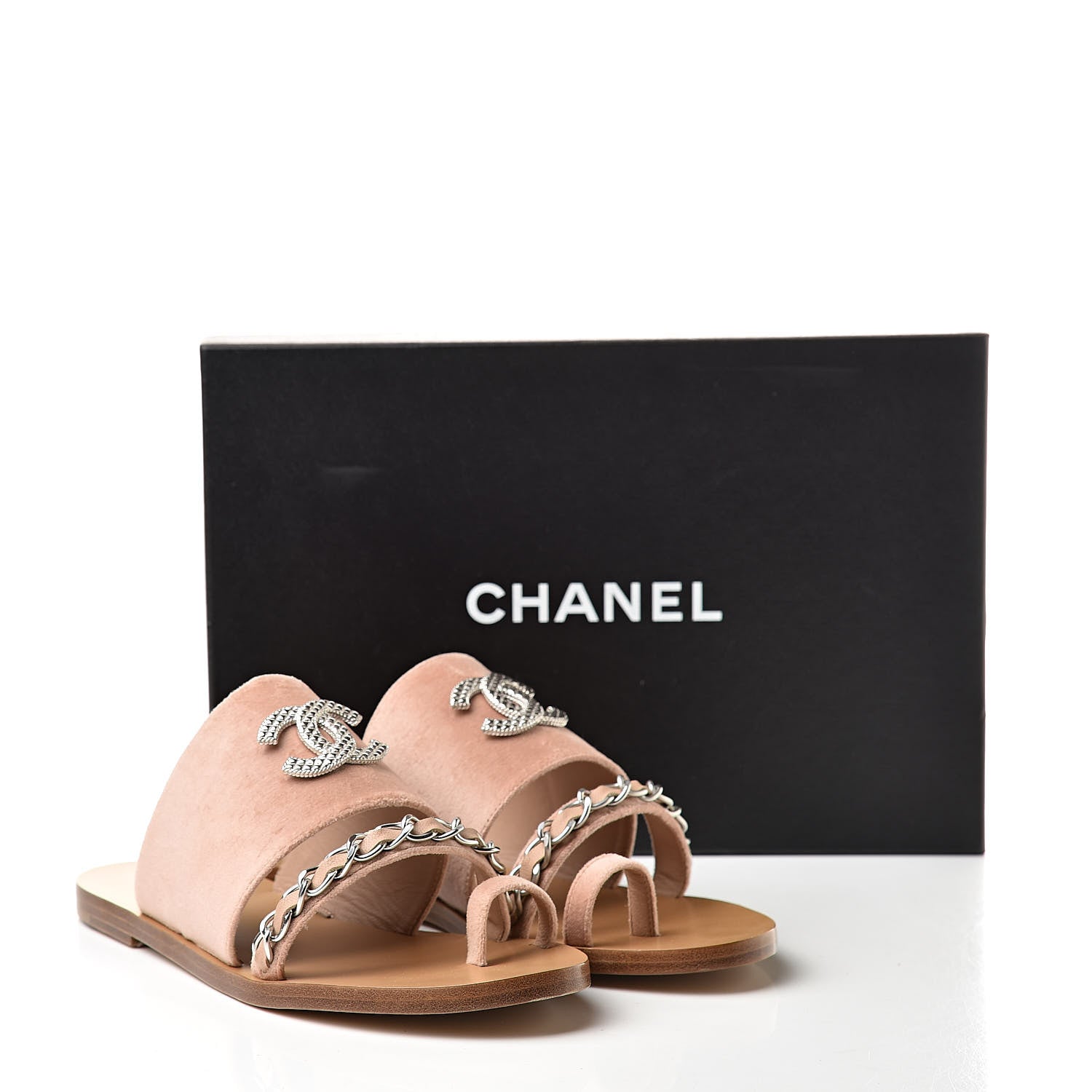 Chanel Velvet Chain Mule Sandals 40 Pink 9 of 9