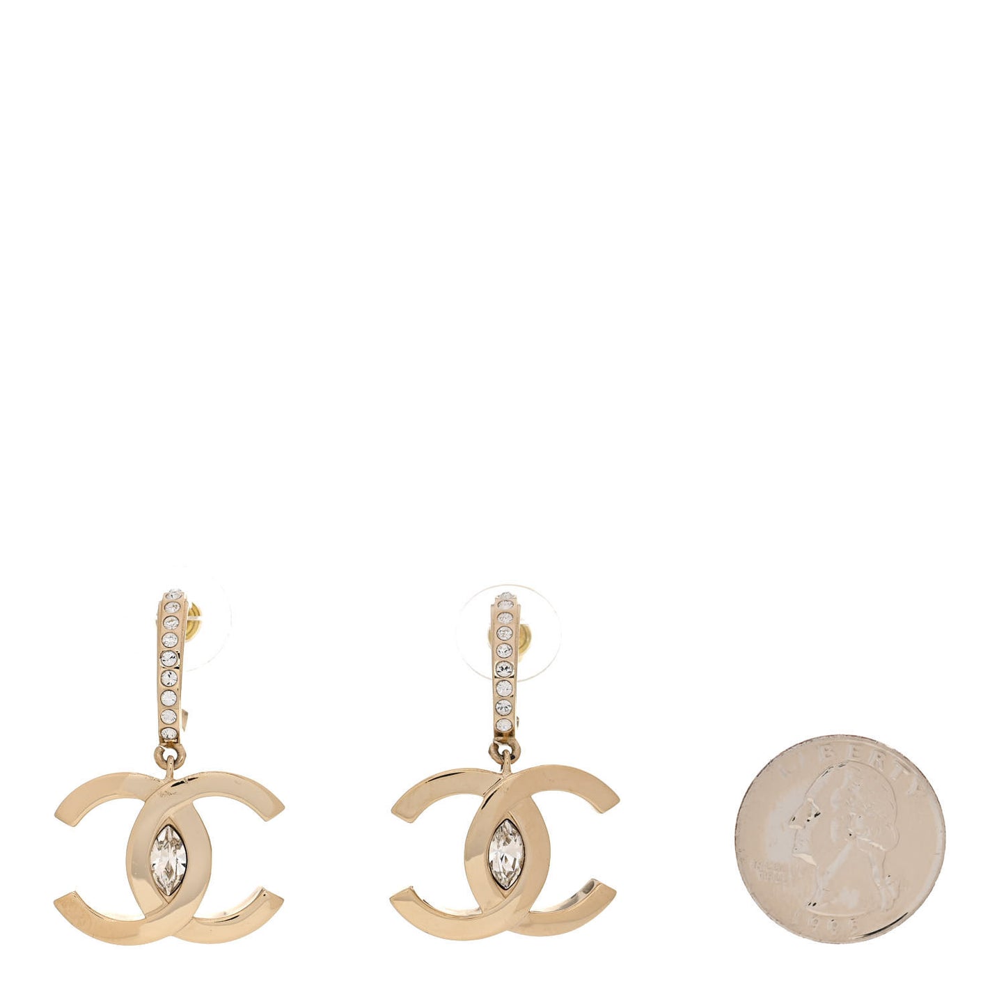 Crystal CC Drop Earrings Gold